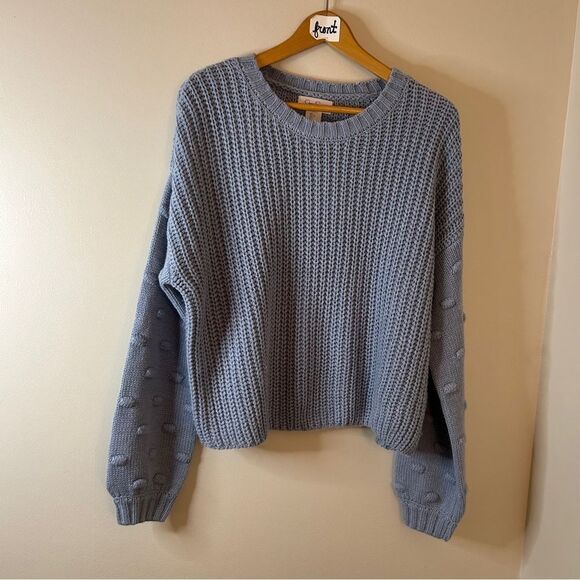 Jessica Simpson Textured Knit Sweater Women’s L Powder Blue great preworn condit - Picture 5 of 10